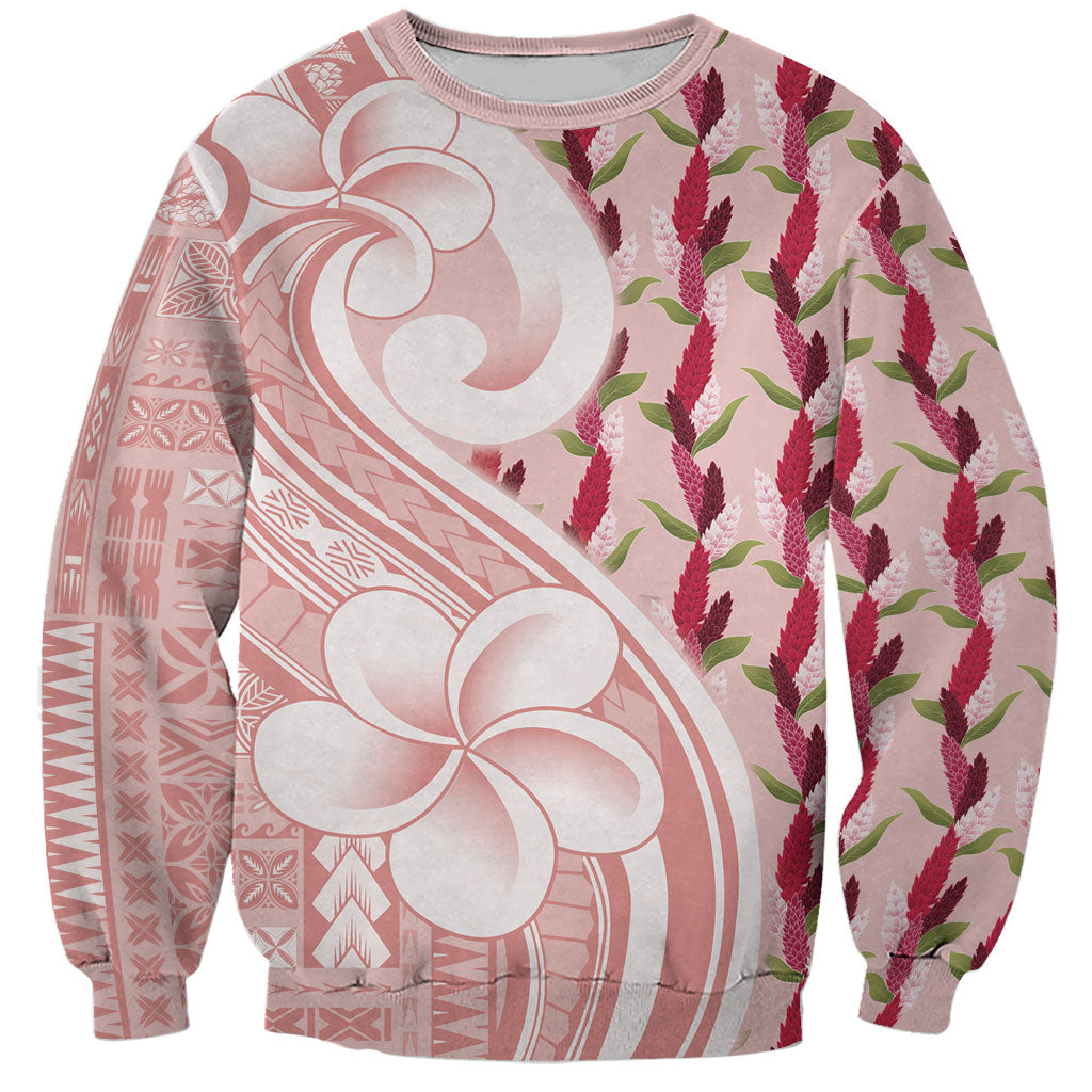 Samoa Teuila Sweatshirt Pink Samoan Siapo Motifs LT05 Unisex Pink - Polynesian Pride