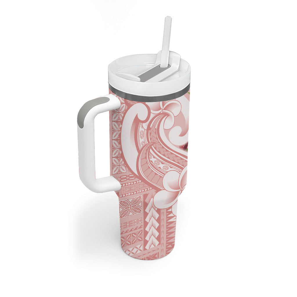 Samoa Teuila Tumbler With Handle Pink Samoan Siapo Motifs LT05 - Polynesian Pride