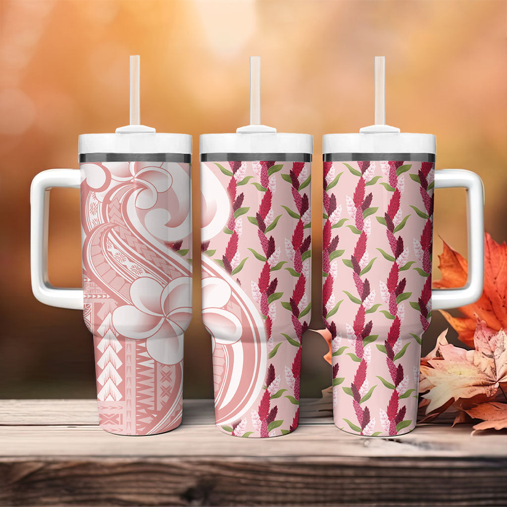 Samoa Teuila Tumbler With Handle Pink Samoan Siapo Motifs LT05 - Polynesian Pride