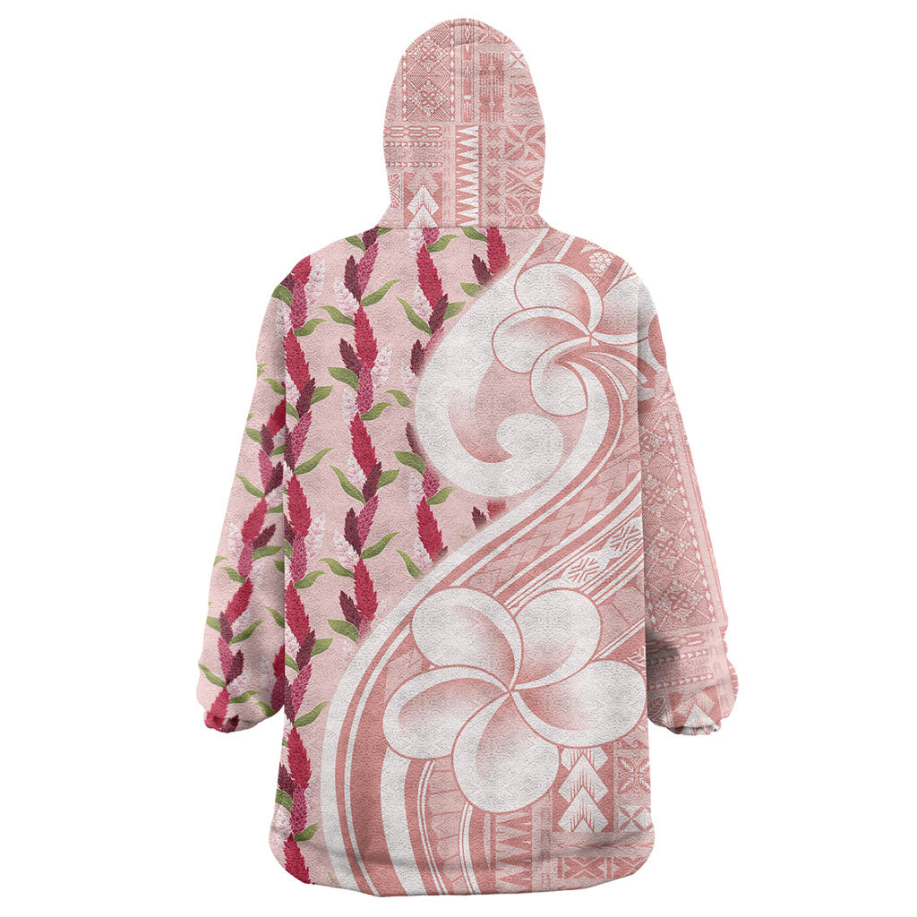 Samoa Teuila Wearable Blanket Hoodie Pink Samoan Siapo Motifs LT05 - Polynesian Pride