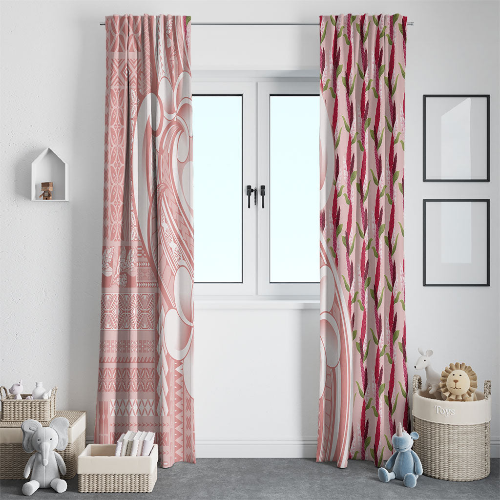Samoa Teuila Window Curtain Pink Samoan Siapo Motifs LT05 - Polynesian Pride