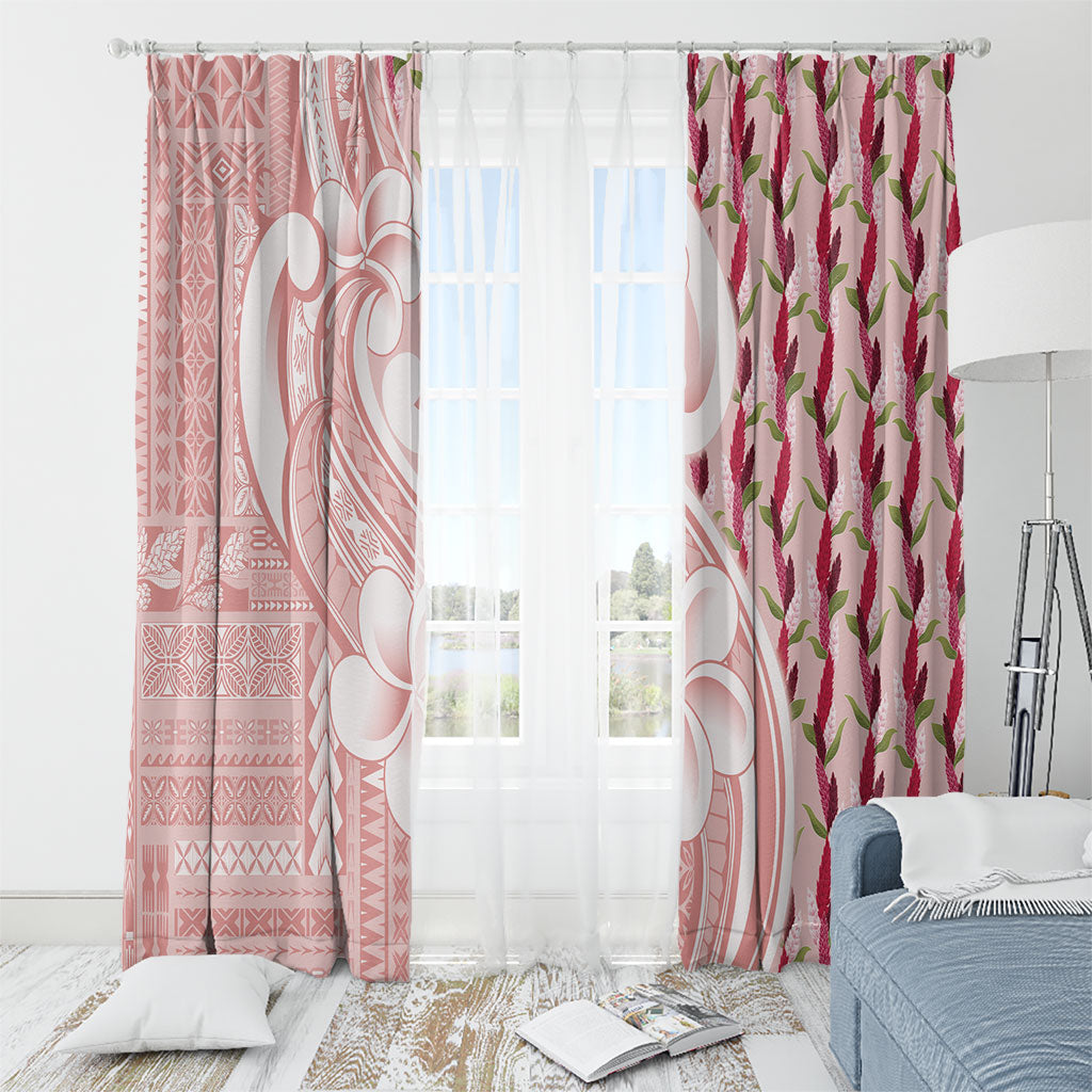 Samoa Teuila Window Curtain Pink Samoan Siapo Motifs LT05 - Polynesian Pride