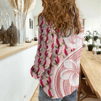 Samoa Teuila Women Casual Shirt Pink Samoan Siapo Motifs LT05 - Polynesian Pride
