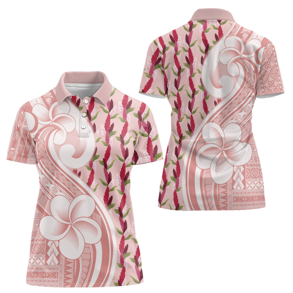 Samoa Teuila Women Polo Shirt Pink Samoan Siapo Motifs LT05 - Polynesian Pride