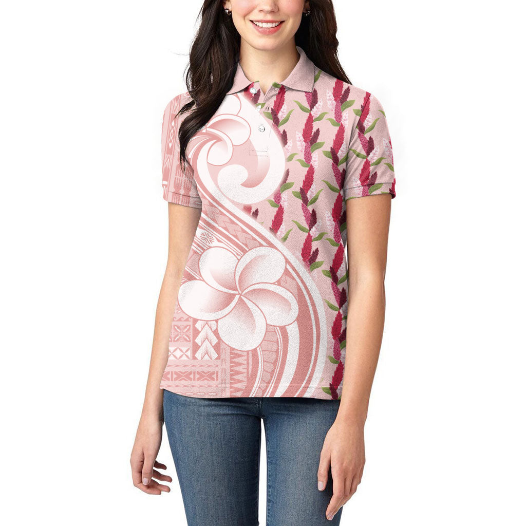 Samoa Teuila Women Polo Shirt Pink Samoan Siapo Motifs LT05 - Polynesian Pride
