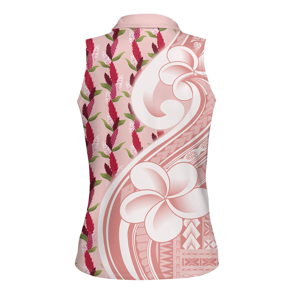 Samoa Teuila Women Sleeveless Polo Shirt Pink Samoan Siapo Motifs LT05 - Polynesian Pride