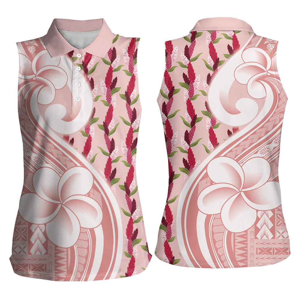 Samoa Teuila Women Sleeveless Polo Shirt Pink Samoan Siapo Motifs LT05 - Polynesian Pride