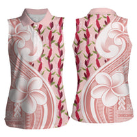 Samoa Teuila Women Sleeveless Polo Shirt Pink Samoan Siapo Motifs LT05 - Polynesian Pride