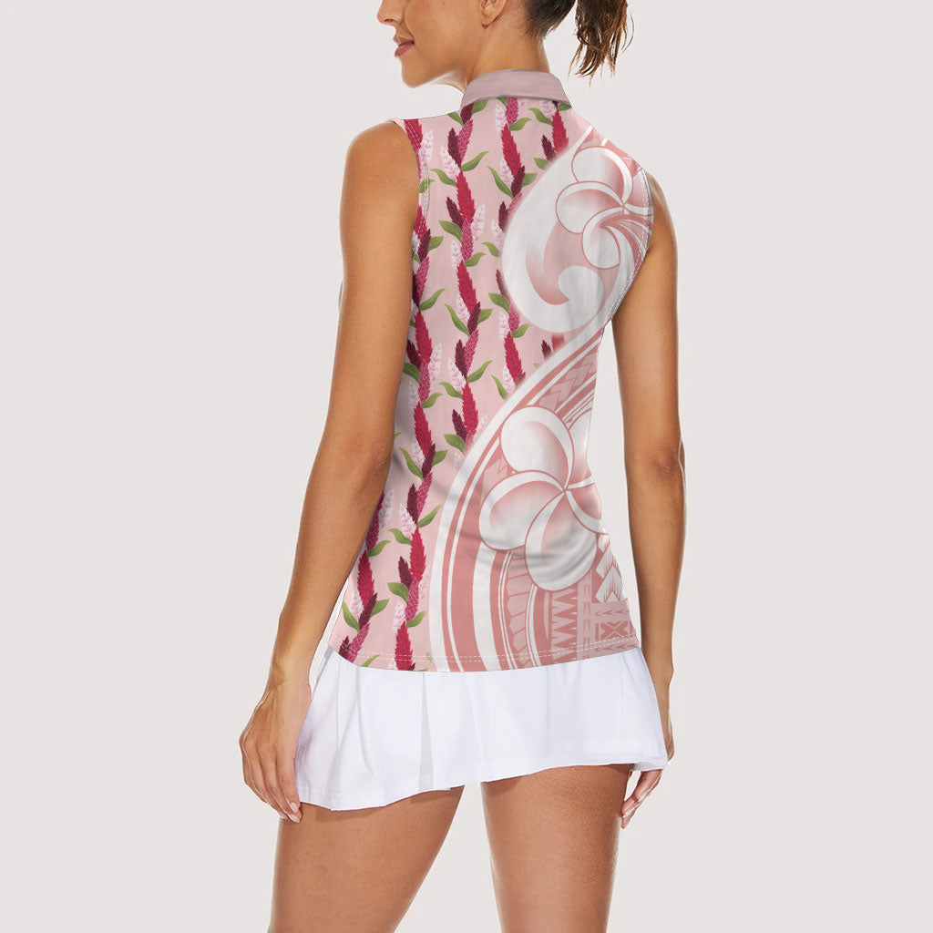 Samoa Teuila Women Sleeveless Polo Shirt Pink Samoan Siapo Motifs LT05 - Polynesian Pride