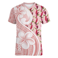Samoa Teuila Women V-Neck T-Shirt Pink Samoan Siapo Motifs LT05 Female Pink - Polynesian Pride