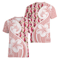 Samoa Teuila Women V-Neck T-Shirt Pink Samoan Siapo Motifs LT05 - Polynesian Pride