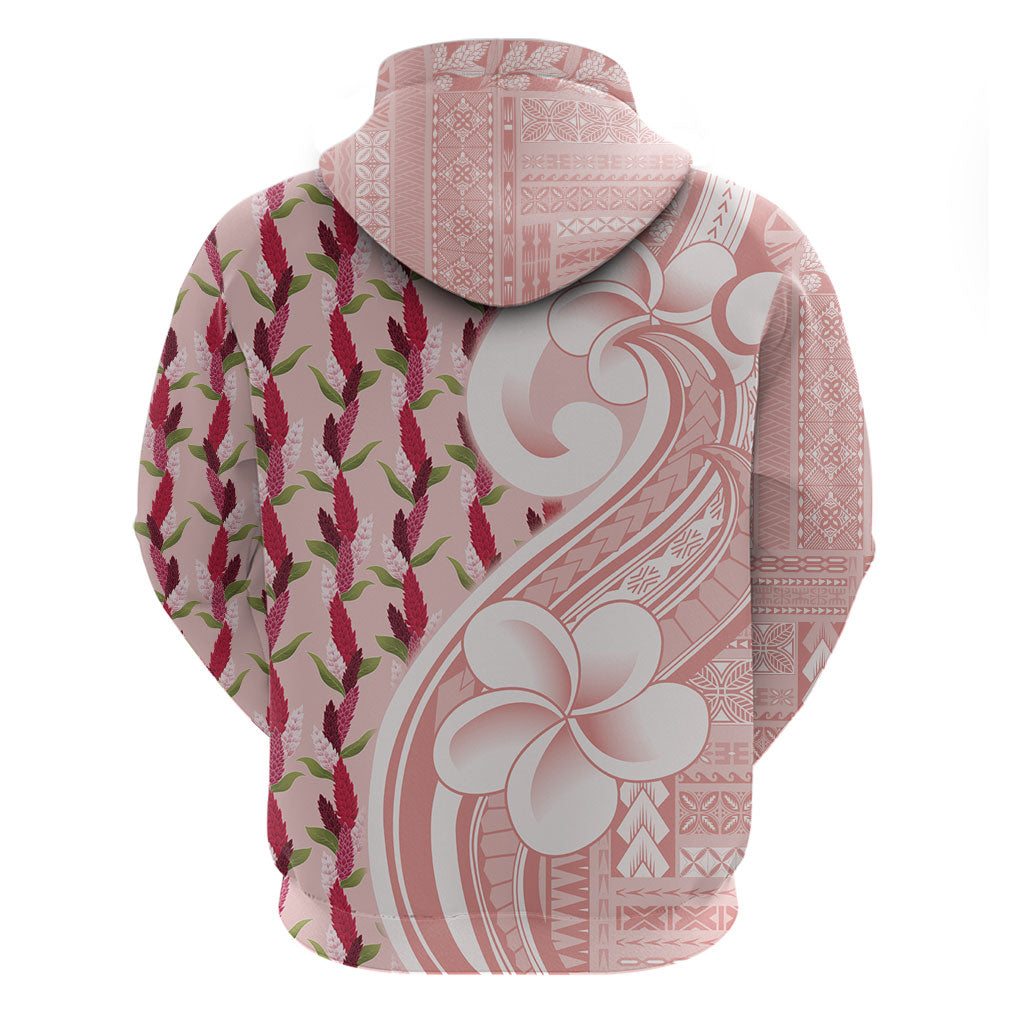 Samoa Teuila Zip Hoodie Pink Samoan Siapo Motifs LT05 - Polynesian Pride