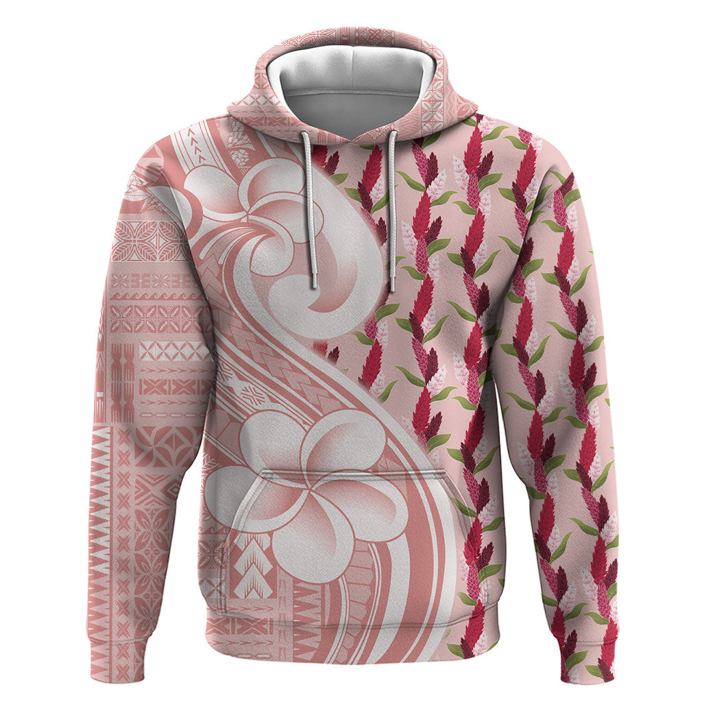 Samoa Teuila Zip Hoodie Pink Samoan Siapo Motifs LT05 Pullover Hoodie Pink - Polynesian Pride