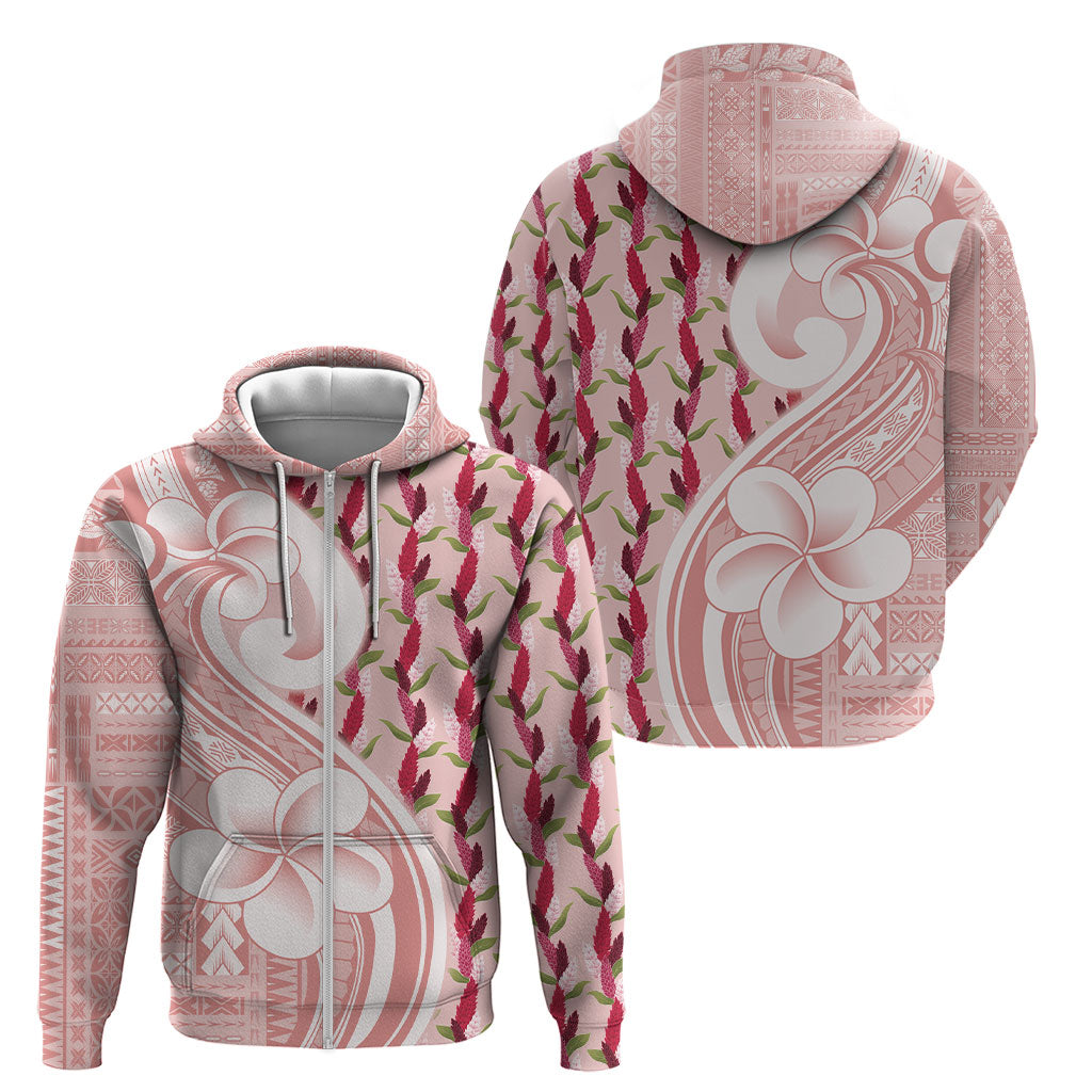 Samoa Teuila Zip Hoodie Pink Samoan Siapo Motifs LT05 - Polynesian Pride