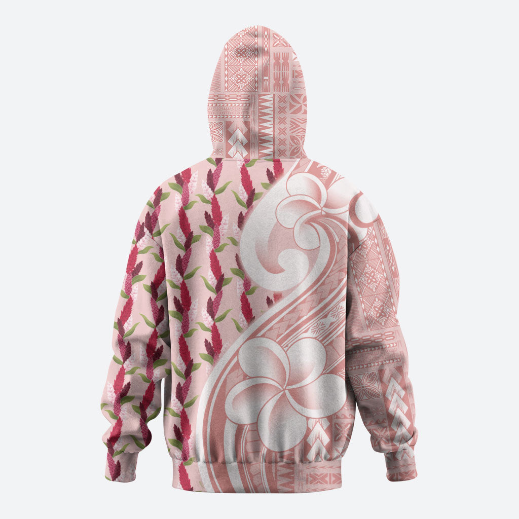 Samoa Teuila Zip Hoodie Pink Samoan Siapo Motifs LT05 - Polynesian Pride