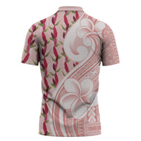 Samoa Teuila Zipper Polo Shirt Pink Samoan Siapo Motifs LT05 - Polynesian Pride