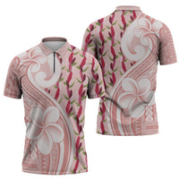 Samoa Teuila Zipper Polo Shirt Pink Samoan Siapo Motifs LT05 - Polynesian Pride