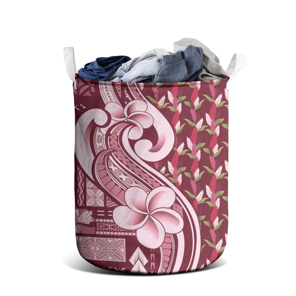 Samoa Teuila Laundry Basket Maroon Samoan Siapo Motifs LT05 - Polynesian Pride
