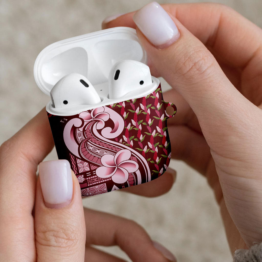 Samoa Teuila AirPods Case Maroon Samoan Siapo Motifs LT05 - Polynesian Pride