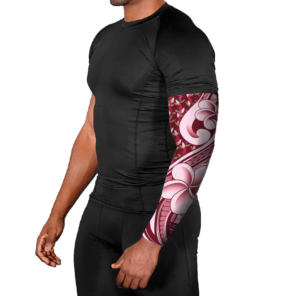Samoa Teuila Arm Sleeves Maroon Samoan Siapo Motifs LT05 - Polynesian Pride