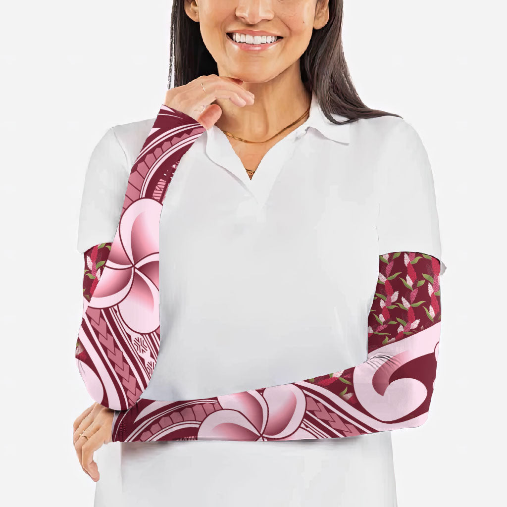 Samoa Teuila Arm Sleeves Maroon Samoan Siapo Motifs LT05 - Polynesian Pride