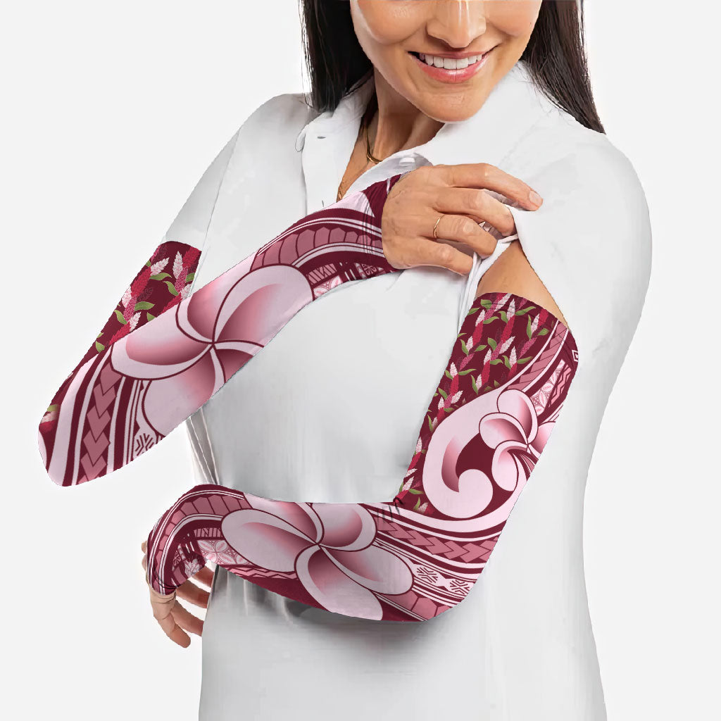 Samoa Teuila Arm Sleeves Maroon Samoan Siapo Motifs LT05 - Polynesian Pride
