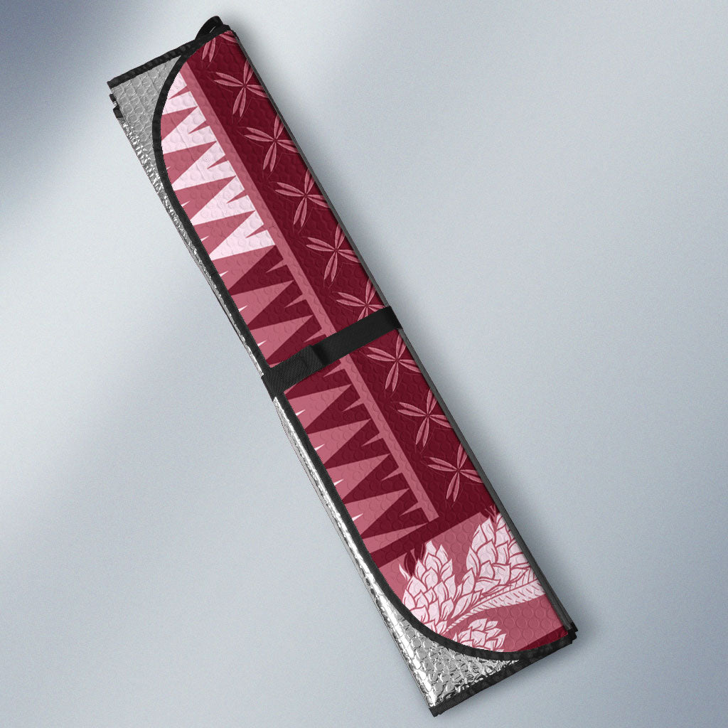 Samoa Teuila Auto Sun Shade Maroon Samoan Siapo Motifs LT05 - Polynesian Pride
