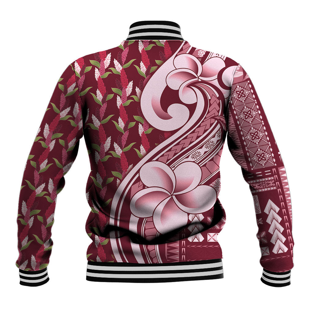 Samoa Teuila Baseball Jacket Maroon Samoan Siapo Motifs LT05 - Polynesian Pride