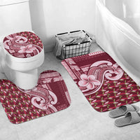 Samoa Teuila Bathroom Set Maroon Samoan Siapo Motifs LT05 Mat Set Only (3 pcs) One Size Maroon - Polynesian Pride