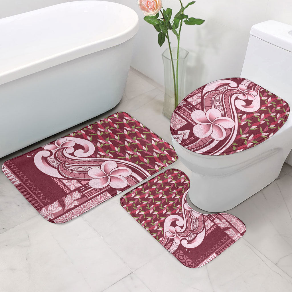 Samoa Teuila Bathroom Set Maroon Samoan Siapo Motifs LT05 - Polynesian Pride