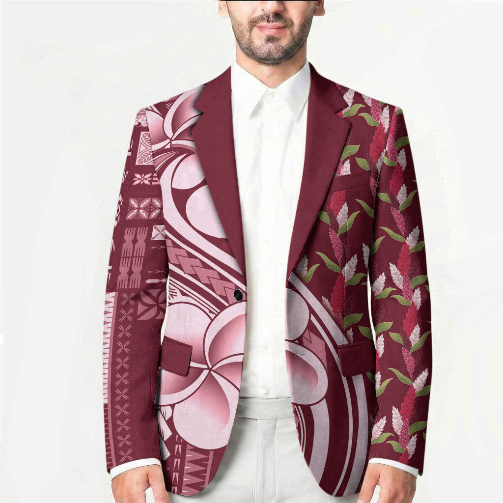 Samoa Teuila Blazer Maroon Samoan Siapo Motifs LT05 - Polynesian Pride