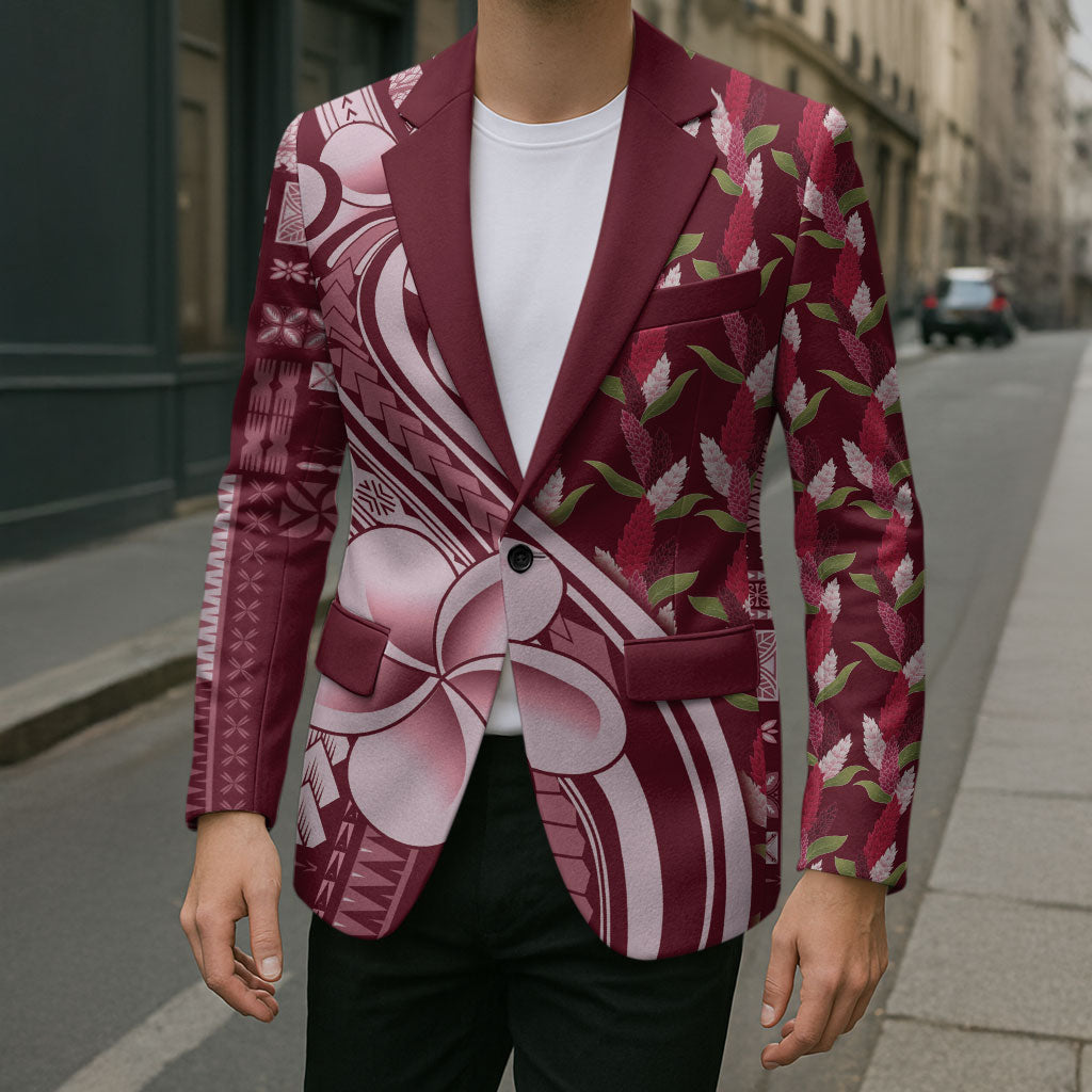 Samoa Teuila Blazer Maroon Samoan Siapo Motifs LT05 - Polynesian Pride