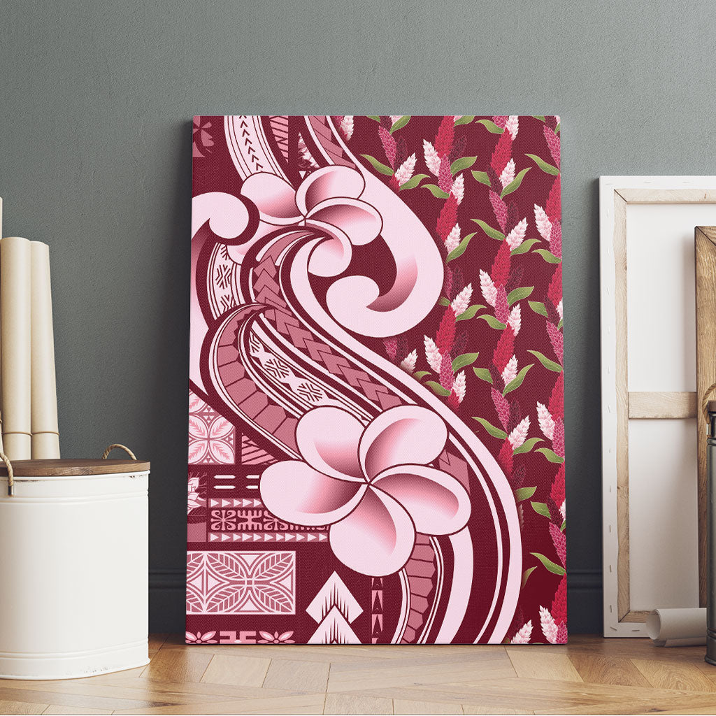 Samoa Teuila Canvas Wall Art Maroon Samoan Siapo Motifs LT05 - Polynesian Pride