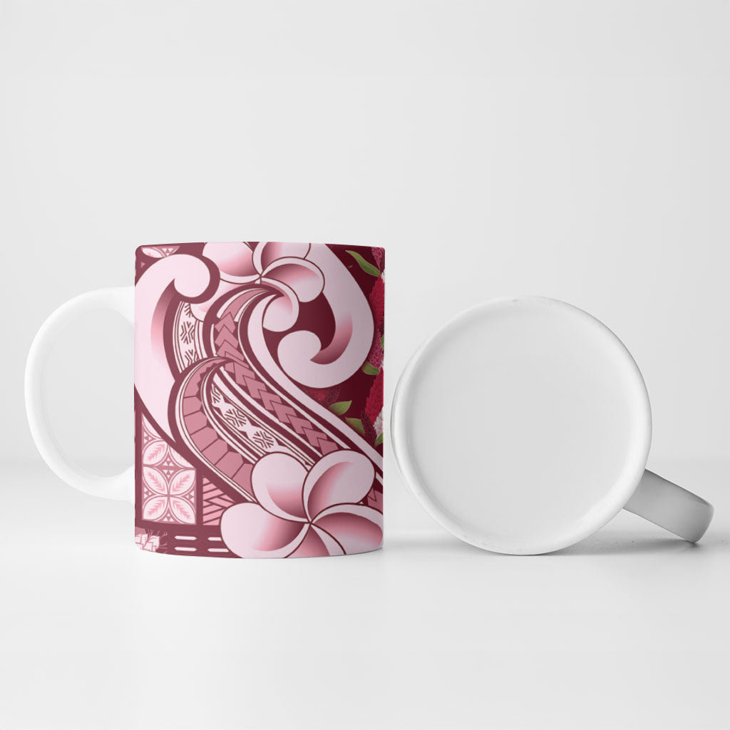 Samoa Teuila Ceramic Mug Maroon Samoan Siapo Motifs LT05 - Polynesian Pride