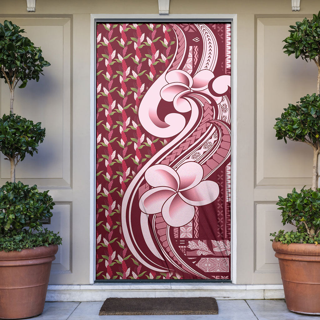 Samoa Teuila Door Cover Maroon Samoan Siapo Motifs LT05 Maroon - Polynesian Pride