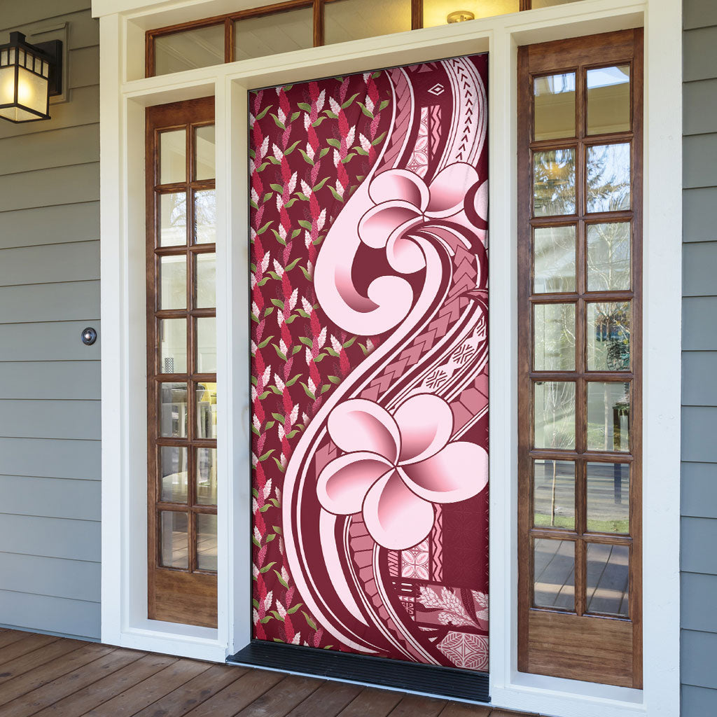 Samoa Teuila Door Cover Maroon Samoan Siapo Motifs LT05 - Polynesian Pride