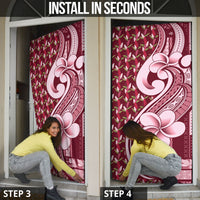 Samoa Teuila Door Cover Maroon Samoan Siapo Motifs LT05 - Polynesian Pride