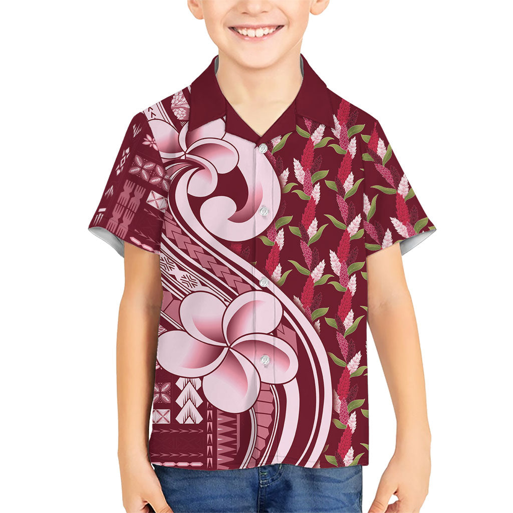 Samoa Teuila Family Matching Mermaid Dress and Hawaiian Shirt Maroon Samoan Siapo Motifs LT05 Son's Shirt Maroon - Polynesian Pride