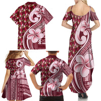 Samoa Teuila Family Matching Summer Maxi Dress and Hawaiian Shirt Maroon Samoan Siapo Motifs LT05 - Polynesian Pride