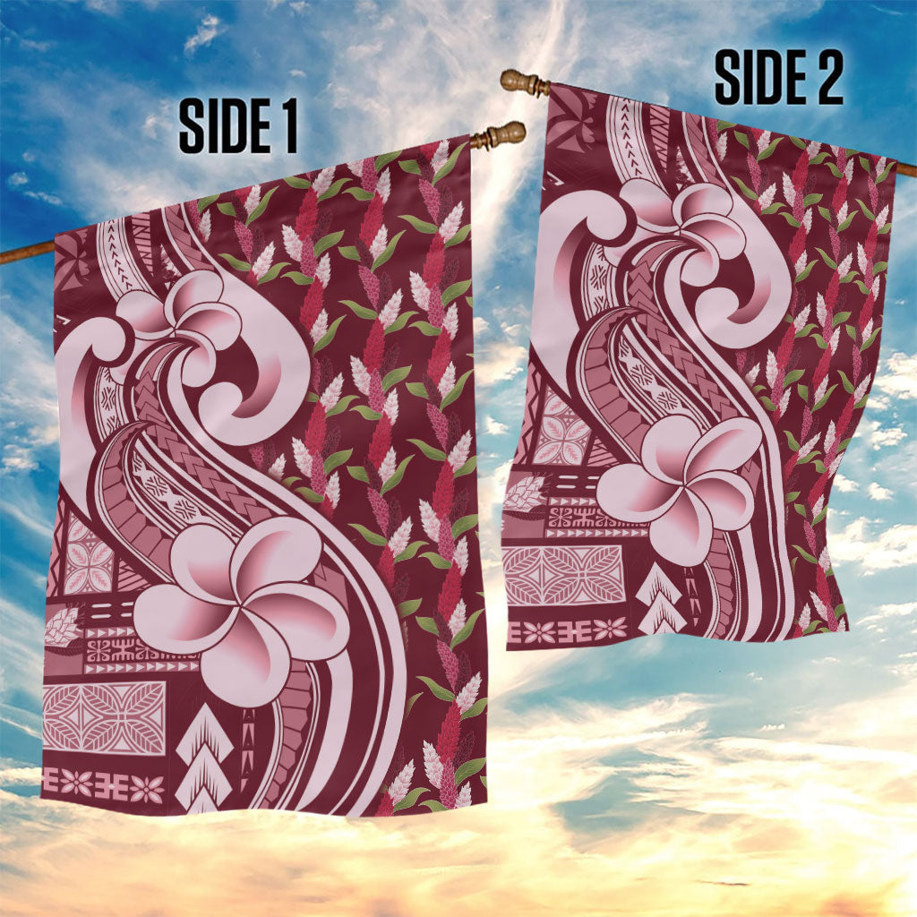 Samoa Teuila Garden Flag Maroon Samoan Siapo Motifs LT05 - Polynesian Pride