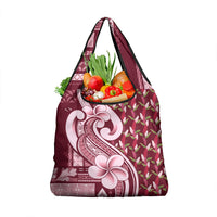 Samoa Teuila Grocery Bag Maroon Samoan Siapo Motifs LT05 1-pack One Size Maroon - Polynesian Pride