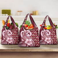 Samoa Teuila Grocery Bag Maroon Samoan Siapo Motifs LT05 3-pack One Size Maroon - Polynesian Pride