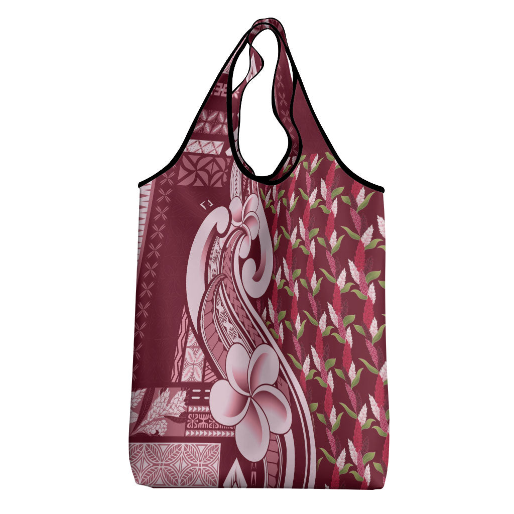 Samoa Teuila Grocery Bag Maroon Samoan Siapo Motifs LT05 - Polynesian Pride