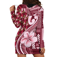 Samoa Teuila Hoodie Dress Maroon Samoan Siapo Motifs LT05 - Polynesian Pride