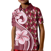 Samoa Teuila Kid Polo Shirt Maroon Samoan Siapo Motifs LT05 Kid Maroon - Polynesian Pride