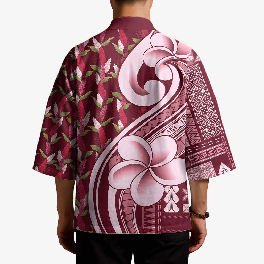 Samoa Teuila Kimono Maroon Samoan Siapo Motifs LT05 - Polynesian Pride