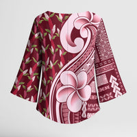 Samoa Teuila Kimono Sleeve Blouse Maroon Samoan Siapo Motifs LT05 - Polynesian Pride