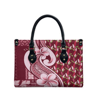 Samoa Teuila Leather Bag Maroon Samoan Siapo Motifs LT05 - Polynesian Pride