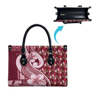 Samoa Teuila Leather Bag Maroon Samoan Siapo Motifs LT05 - Polynesian Pride