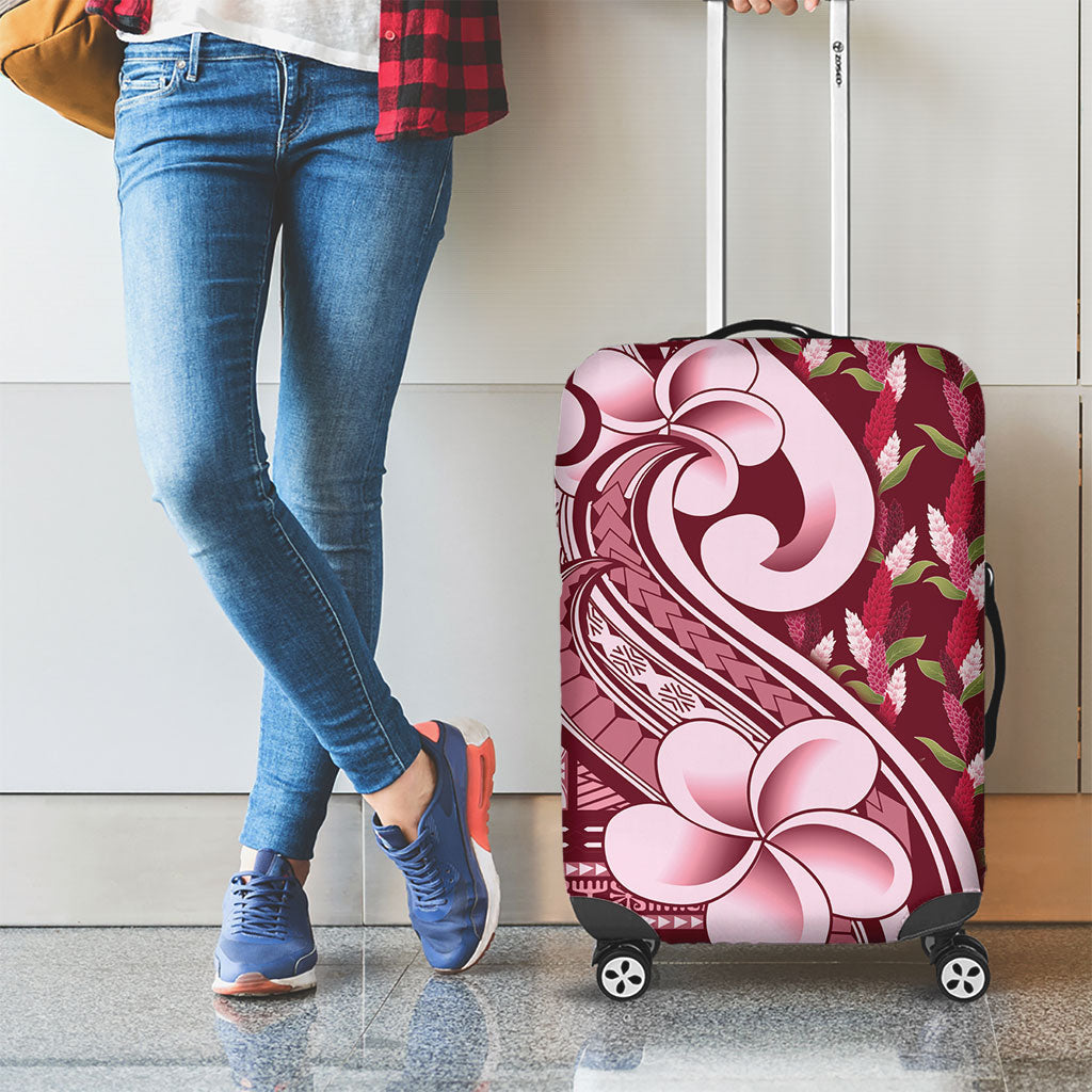 Samoa Teuila Luggage Cover Maroon Samoan Siapo Motifs LT05 - Polynesian Pride